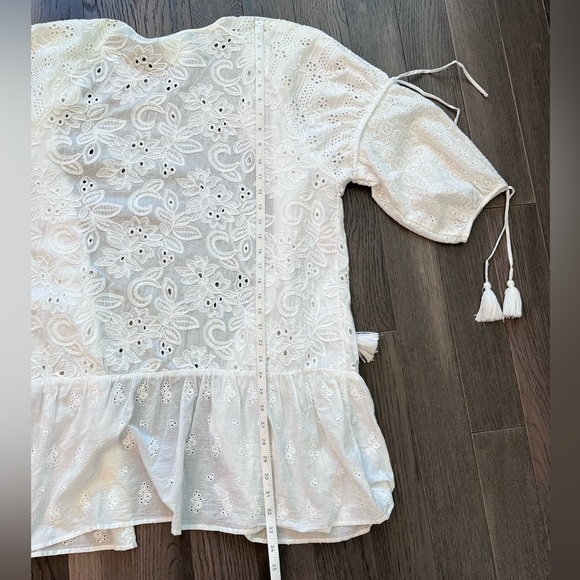 Anthropologie Maeve Cotton Lace Open Cardigan Tie Front Tassel - Picture 12 of 12